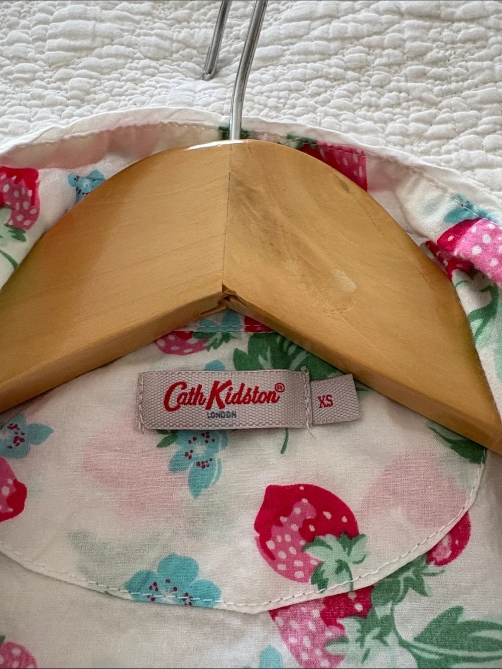 Cath Kidston London White Strawberry-Print Pajama Set